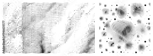 Abstract halftone dot art forming gradient shapes, vectorized graphic, stylized visual texture, design element, digital illustration, print ready.