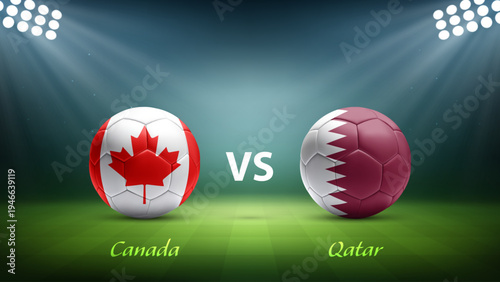 Canada vs Qatar soccer scoreboard broadcast template