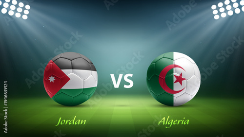 Jordan vs Algeria soccer scoreboard broadcast template