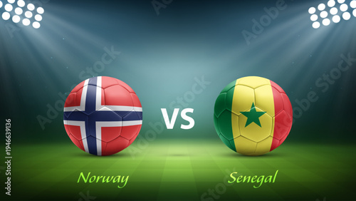 Norway vs Senegal soccer scoreboard broadcast template