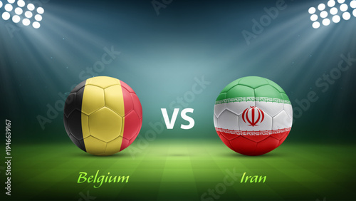 Belgium vs Iran soccer scoreboard broadcast template