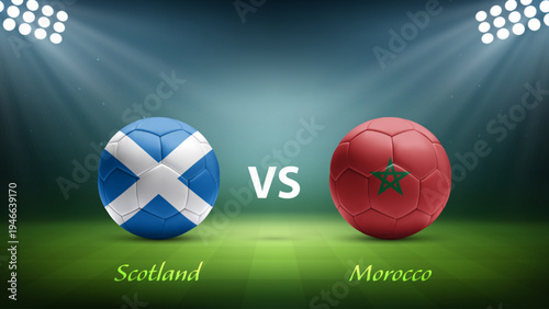 Scotland vs Morocco soccer scoreboard broadcast template