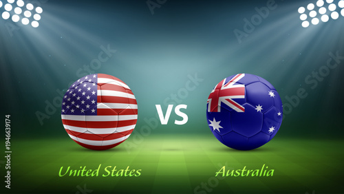 United States vs Australia soccer scoreboard broadcast template