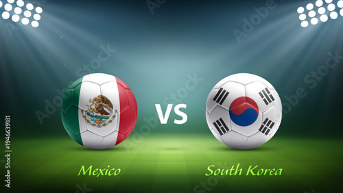 Mexico vs South Korea soccer scoreboard broadcast template