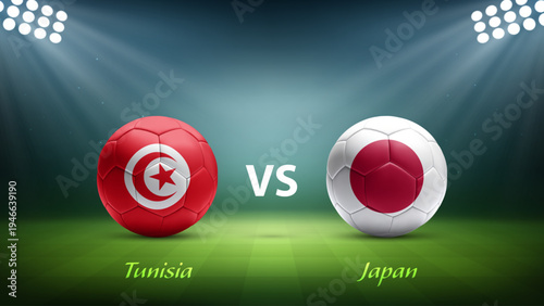 Tunisia vs Japan soccer scoreboard broadcast template