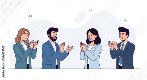 Business Team Applauding Together, Celebrating Success and Achievement