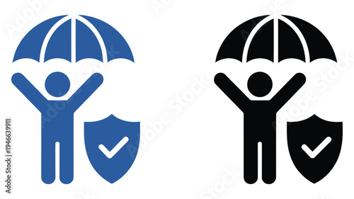Life insurance icon set, health and financial safety icons, personal protection symbols for secure planning, family coverage