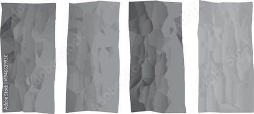 Four abstract grey rock textures with sharp edges