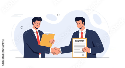 Businessmen shaking hands over a contract, agreement, partnership, success, deal