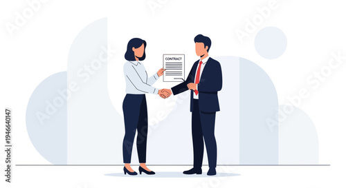 Business partners shaking hands over a contract, agreement, deal, partnership concept