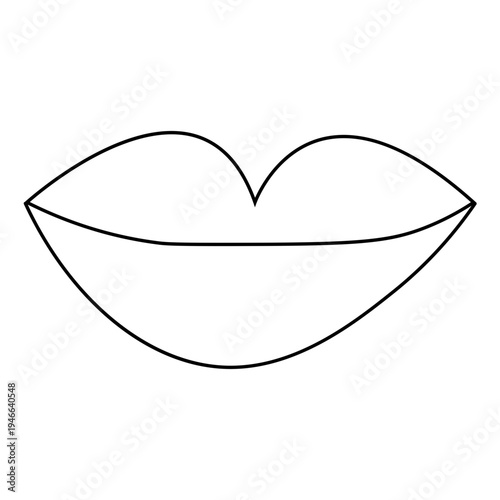 Hand Drawn Lips Outline Cute Doodle Vector Illustration
