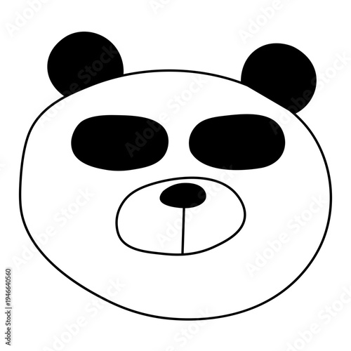 Cute Panda Face Hand Drawn Doodle Outline Vector Illustration