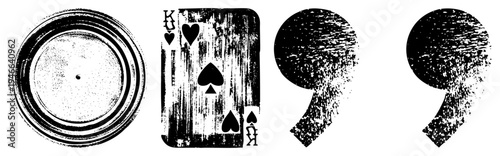 King of playing card with grunge texture, card game, poker symbol, vintage deck, casino element, gaming graphic, retro card design.