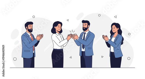 Business team applauding in success, celebrating achievement, teamwork, recognition
