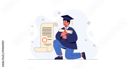 Graduation Day: Student Celebrates Achievement with Diploma and Scroll