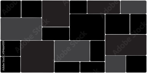 Modern Abstract Geometric Pattern Background with Dark Gray and Black Rectangular Tiles. Creative vector Template Collage. Frames for photo
