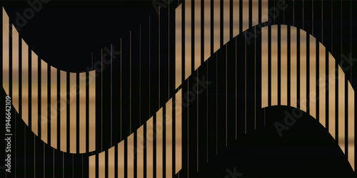 Luxury gala invitation card background vector. Golden elegant geometric shape, gold line pattern on green background. Premium design illustration for wedding and vip cover template, grand opening.