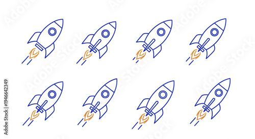 Rocket Launch Pattern Flat Vector Illustration Startup Innovation and Space Technology Concept