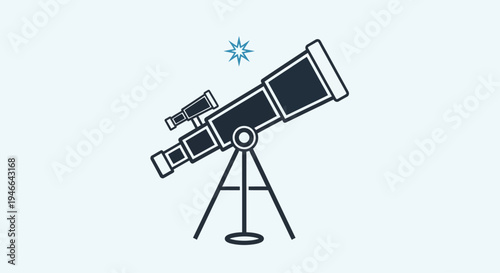 Astronomy Telescope on Tripod Flat Vector Illustration Space Observation and Stargazing Concept