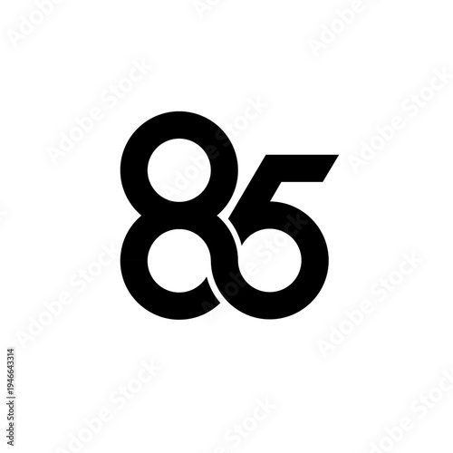 Modern Black Number 85 Graphic Design on White Background