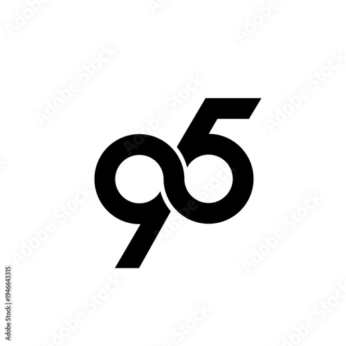 Minimalist Black Number 95 Logo Design on White Background
