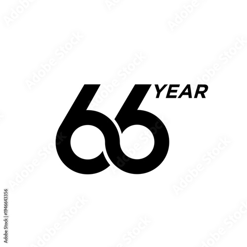 66 Year Anniversary Celebration Logo Design - Black Number on White Background