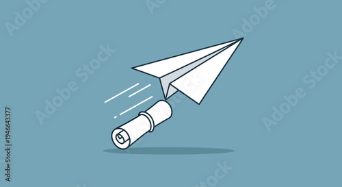 Paper Airplane Launch Flat Vector Illustration Business Startup Idea and Innovation Concept