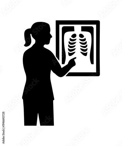 Doctor analyzing chest x-ray for medical diagnosis