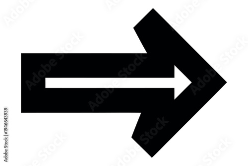 Black arrow pointing to the right with a hollow interior
