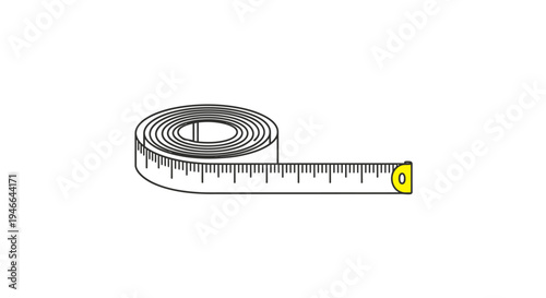 Measuring Tape Coiled and Extended with Numbers.