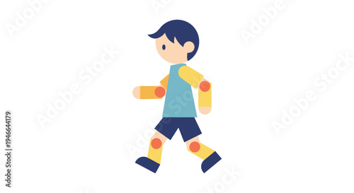 Boy with Backpack Walking Illustration.