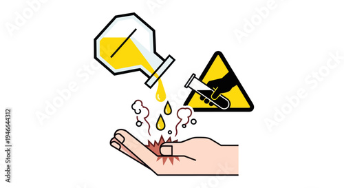 Hand with Acid Burn from Chemical Spill.