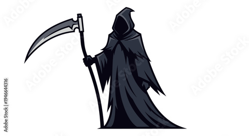 Grim Reaper Character Holding Scythe Illustration.
