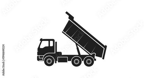 Dump Truck Silhouette Heavy Machinery Vehicle.