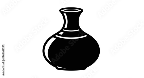 Black Clay Pot with Narrow Neck.