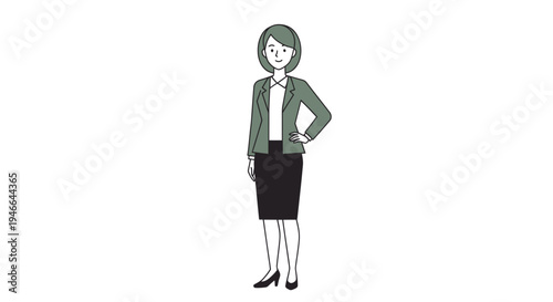 Businesswoman Cartoon Illustration Standing Confidently.