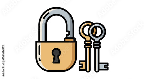 Padlock and Keys Security Illustration.