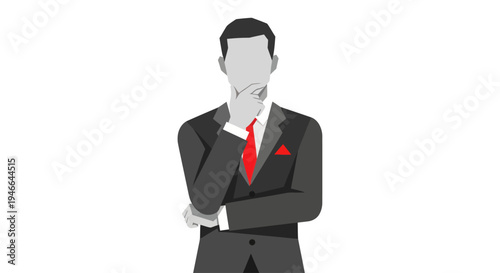 Illustration of a businessman in suit thinking.