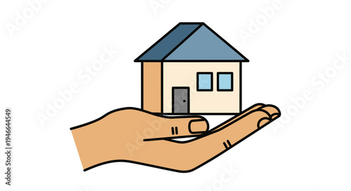 Hand Holding Small House Illustration.