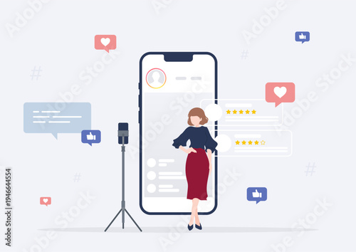 Asian Female Fashion Influencer Live Streaming Stylish Clothing