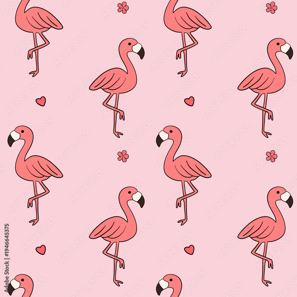 Obraz premium Cute Flamingo Summer Seamless Pattern