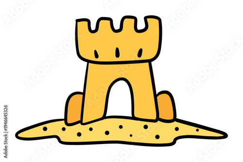 Cute Sandcastle Cartoon Vector Illustration
