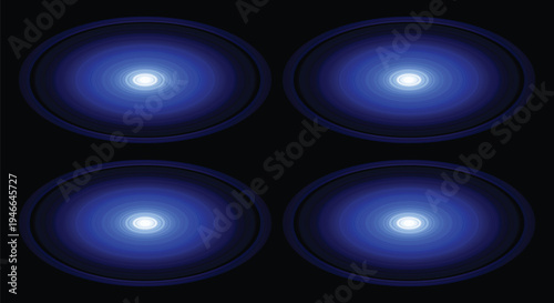 Futuristic Dark Background with Four Glowing Blue Concentric Ovals Creating a Portal Effect for Sci-Fi Gaming and High Tech Interfaces
