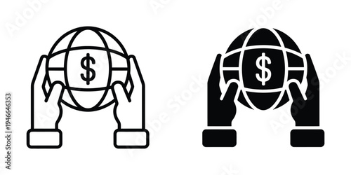 World Financial Icon, global finance symbol, banking and investment concept graphic, clean vector element for branding, fintech apps, websites, print materials, corporate identity design.