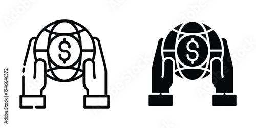 World Financial Icon, global finance symbol, banking and investment concept graphic, clean vector element for branding, fintech apps, websites, print materials, corporate identity design.