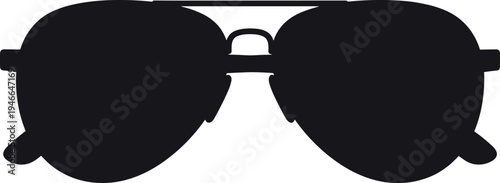 Black silhouette of aviator‑style sunglasses with thick frames and teardrop lenses, fashion accessory icon representing eyewear, style, and sun protection in modern design