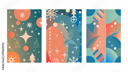 Abstract christmas patterns in vertical rectangular panels