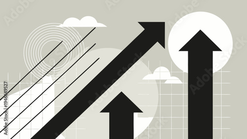 Abstract representation of growth progress and upward trends in business
