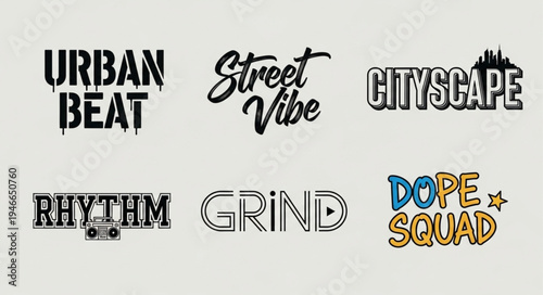 Urban-themed typography designs featuring bold fonts and street-inspired aesthetics.