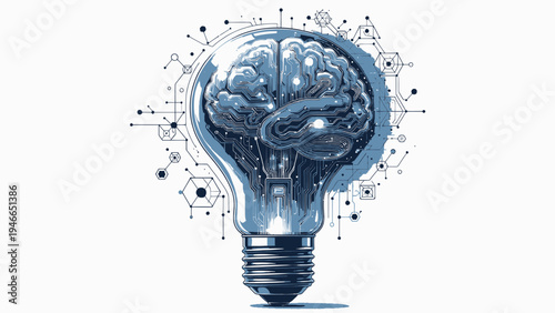 Brain in Lightbulb - Creative Concept